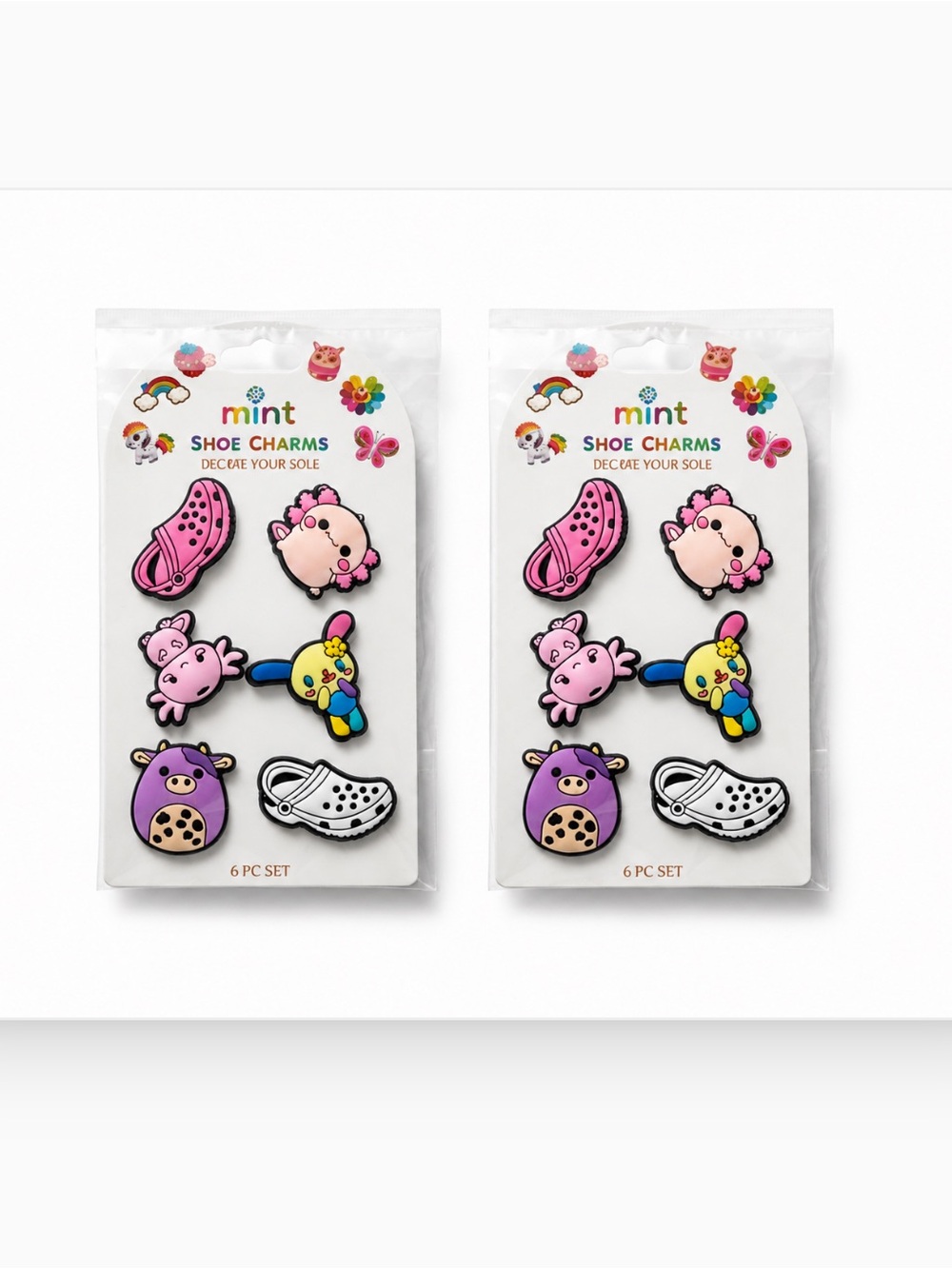NWT BUNDLE of 2 Mint Girls Bundle Set of 6 Axolotl‎ Croc Charms Viral